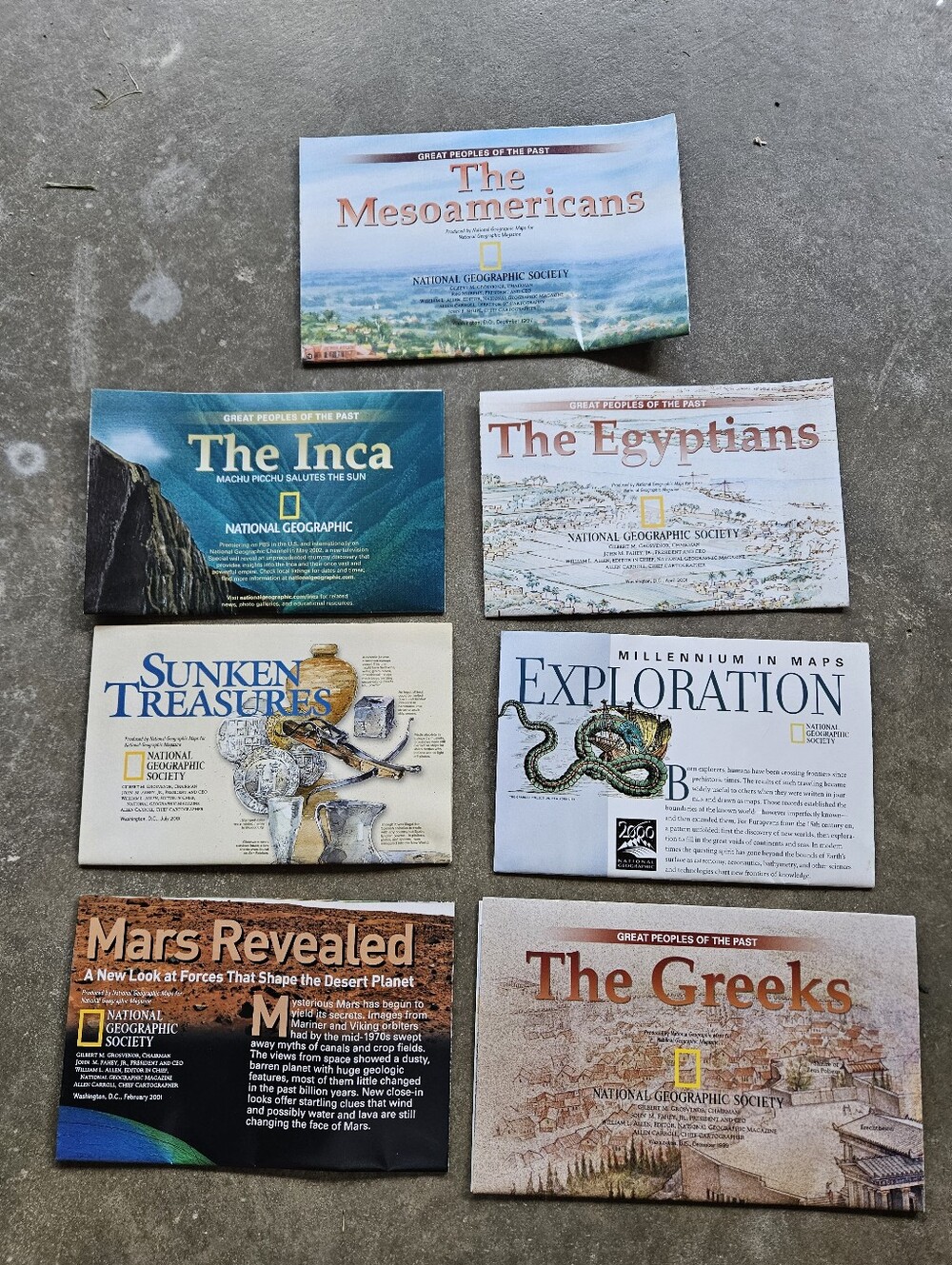 LOT OF 7 Vintage National Geographic Map Inserts Poster Wall Art History Space